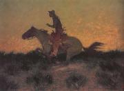 Frederic Remington Against htte Sunset (mk43) USA oil painting artist